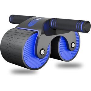Ab Wheel Roller Auto Rebound Abdominal Trainer Dual Wheel w/ Knee Pad Home Gym